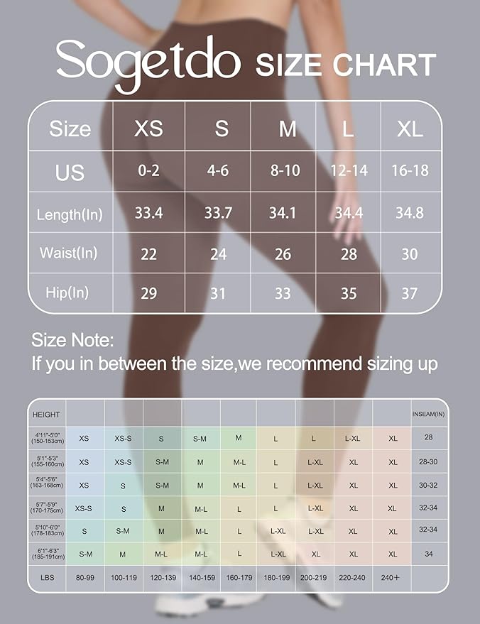 Sogetdo Yoga Leggings for Women Hidden Scrunch Butt Non See Through High Waisted No Front Seam Athletic Gym Workout Pants