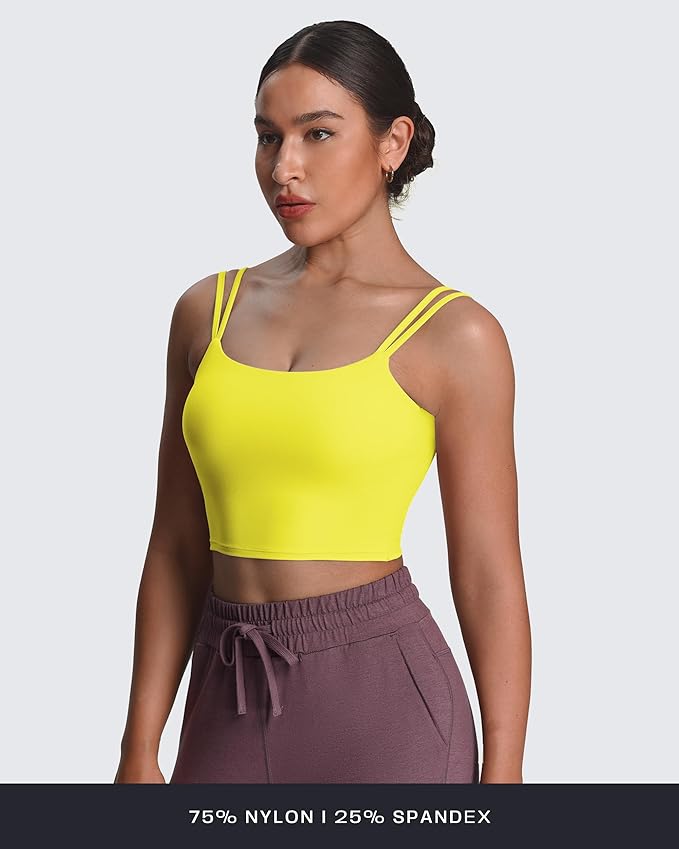 Aoxjox Women's Workout Sports Bras Fitness Yoga Crop Tank Metamorph Twist Back Cami