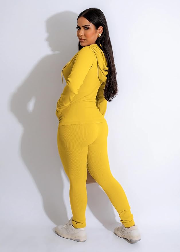 YeGine Women 2 Piece Outfits Long Sleeve Tracksuit Bodycon Matching Sets Hoodie Jacket Jogging Suit