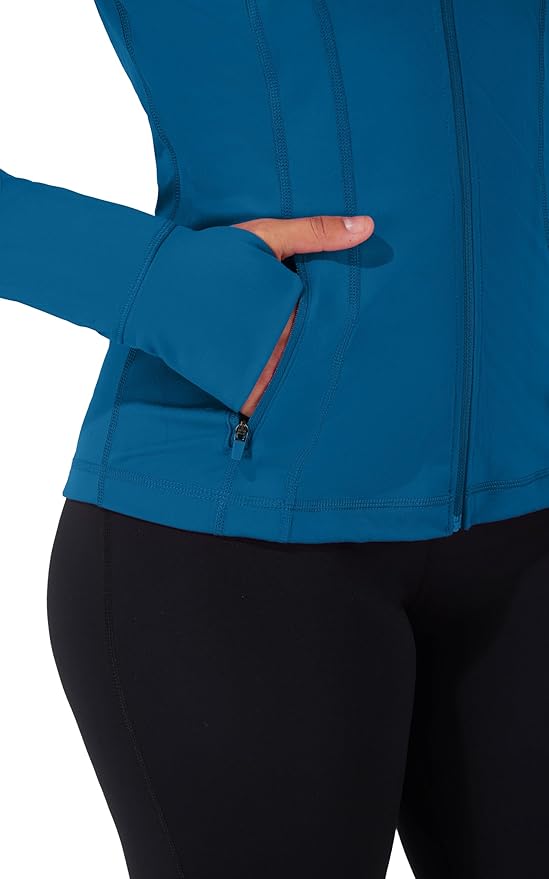 90 Degree By Reflex Full Zip Running Track Jacket Lightweight Athletic Slim Fit Jacket with Thumbholes