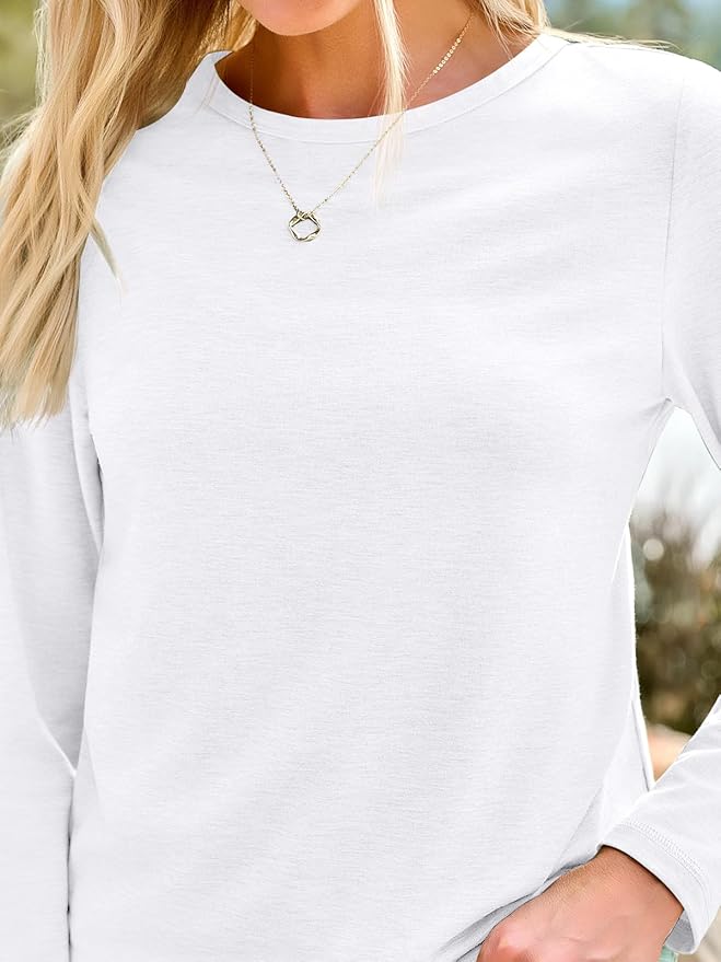 AUTOMET Women‘s Basic Long Sleeve Crewneck, Plus Size Winter & Spring Top, Casual Fall Tee for Teacher & Everyday Outfits