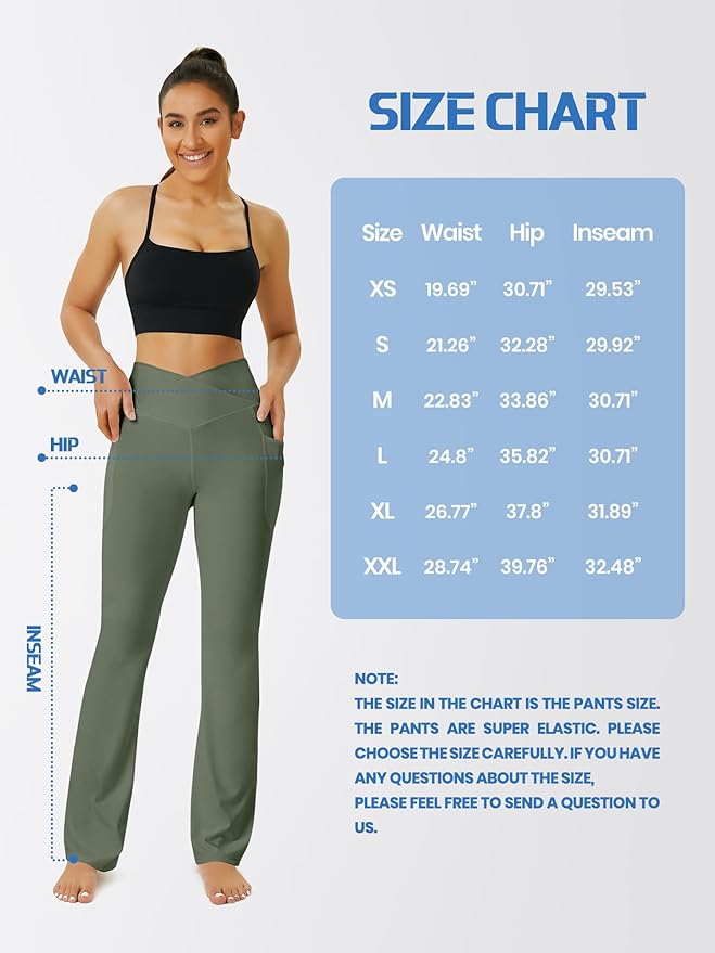 FOHOFO Yoga Pants Women, Flare Leggings for Women with Pockets Crossover High Waisted Bootcut Yoga Pants