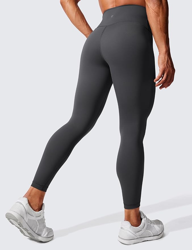 CRZ YOGA Women's Hugged Feeling Compression Leggings 25 Inches - Thick High Waisted Tummy Control Workout Pants Tights