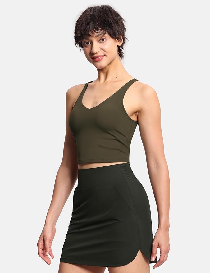 THE GYM PEOPLE Womens' Sports Bra Longline Wirefree Padded with Medium Support