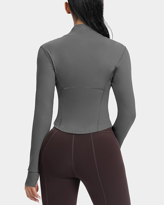 GYM RAINBOW Womens Zip Up Workout Jakcets Lightweight Slim Fit Running Athletic Jackets with Thumb Holes