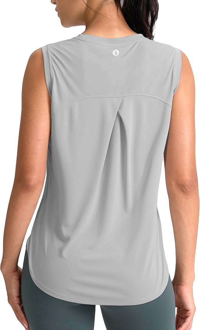 SANTINY Women's Sleeveless Workout Tops Breathable Lightweight Active Tennis Yoga Shirts Athletic Running Tank Tops for Women