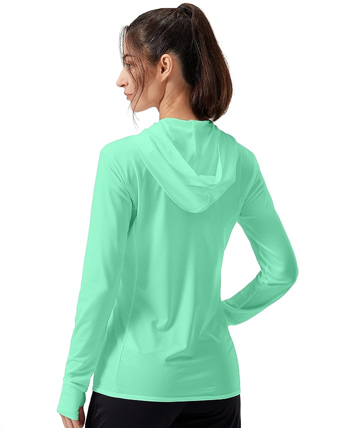 Soothfeel Women's UPF 50+ Sun Protection Hoodie Jacket Lightweight Long Sleeve Sun Shirt for Women with Pocket Hiking Outdoor