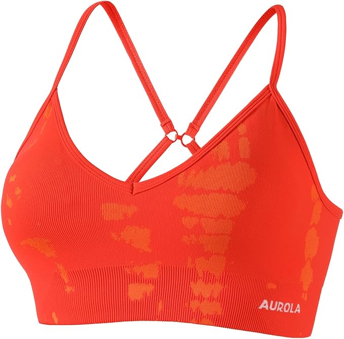 AUROLA Serpent Seamless Sports Bras for Women,Backless Padded Strappy Workout Gym Yoga Crop Tops