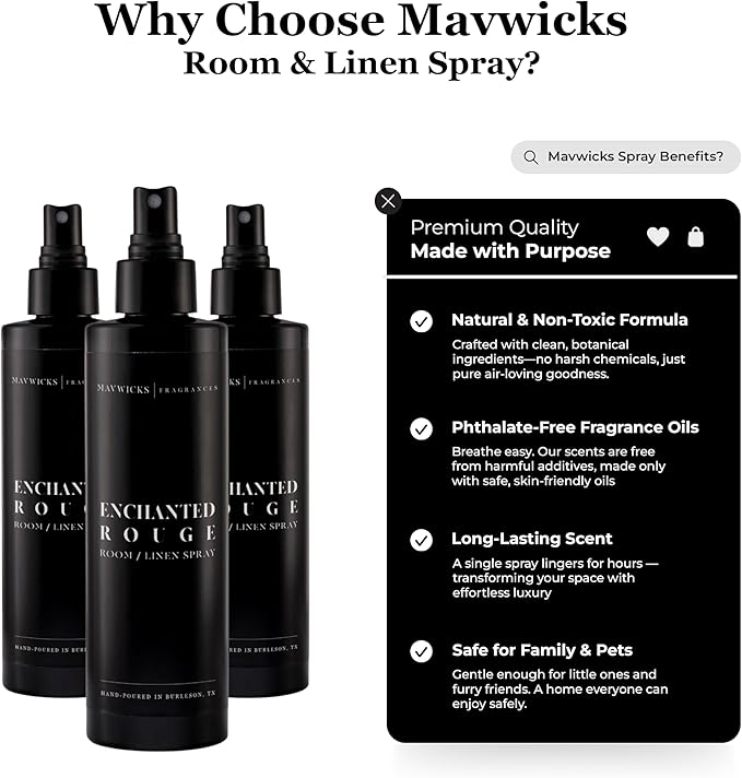 Fragrances - (Enchanted Rouge) Linen & Room Spray (8oz) – Bedroom & Home Fragrance Mist, Long-Lasting Freshness To Brighten Up Your Space, Fabric & Air Freshener, Aromatherapy Scent Spray