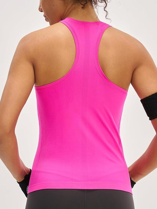 MCEDAR Women Seamless High Neck Workout Tank Tops Racerback Breathable Athletic Tops Slim Fit Running Tops