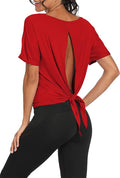 Bestisun Workout Tank Tops Open Back Yoga Exercise Shirts Tie Back Athletic Clothes for Women