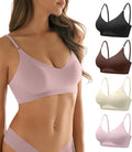 DEANGELMON V Neck Bra Padded Seamless Adjustable Straps Bralettes Everyday Basic Sleeping Bras Multiple Pack