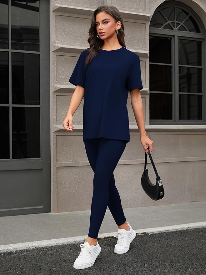 ZFLM casual sportswear 3-piece set high waist tight pants yoga pants short sleeved round neck yoga set
