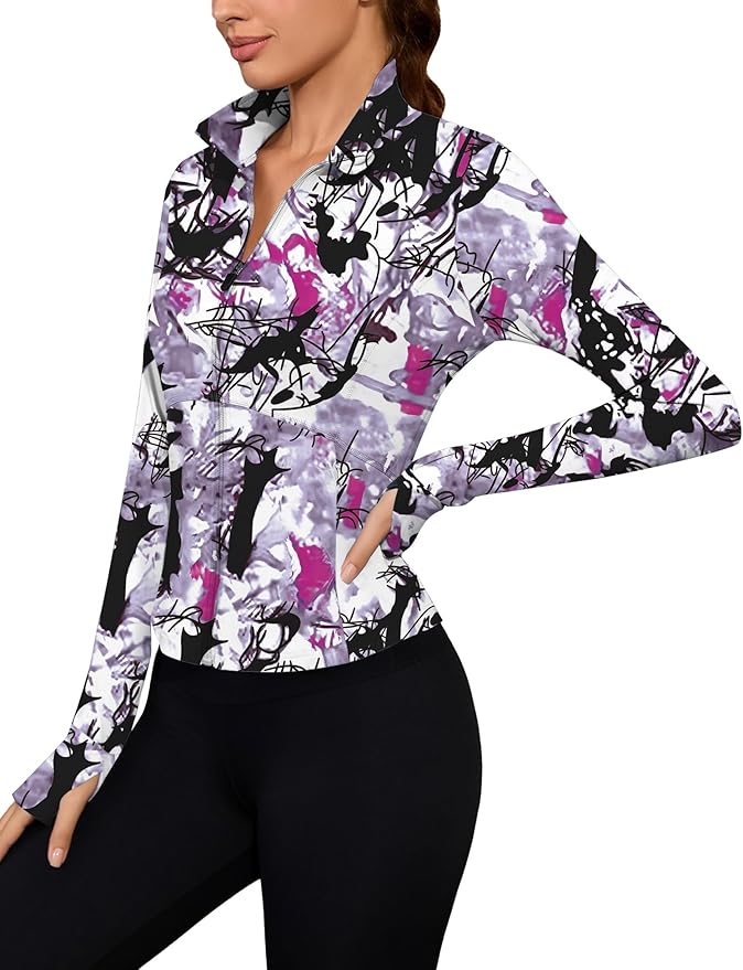 Avoogue Women Lightweight Active Jacket Full Zip Workout Running Yoga Athletic Outerwear with Pockets