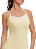 OMKAGI Halter Workout Tank Tops for Women Built in Bra Cute Layer Longline Sports Bras