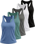 6 or 5 Pack Workout Tank Tops for Women, Athletic Racerback Sports Tank Tops, Compression Sleeveless Dry Fit Shirts