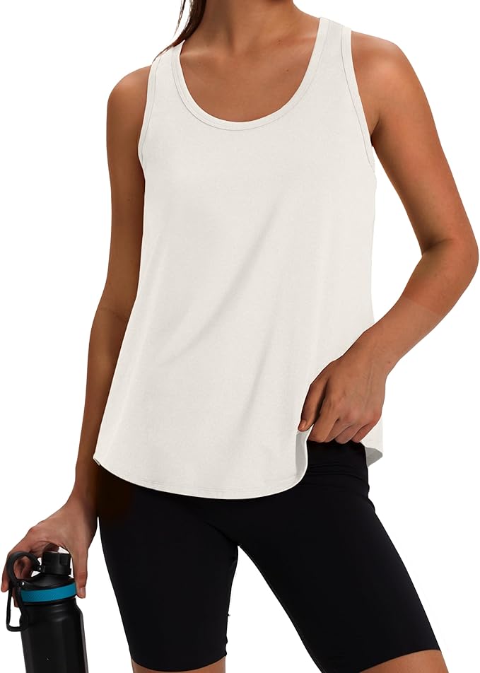 WIHOLL Women's Workout Tank Tops Sleeveless Athletic Racerback for Gym Yoga Running - Summer Fitness Tops Scoop Neck (S-XXL)