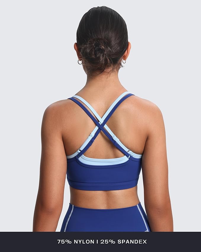 Aoxjox Women's Workout Sports Bras Takes Two Bra High Impact Training Fitness Running Yoga Crop Tank