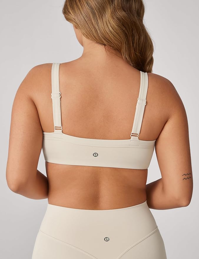 UNISSU Hugcurve Adjustable Sports Bra Square Neck Wireless Padded Yoga Workout Tops