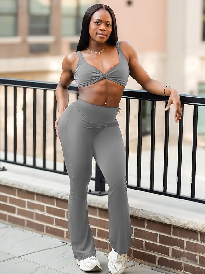 YEOREO Women's Mini Flared Workout High Waist No Front Seam Yoga Legging Pants
