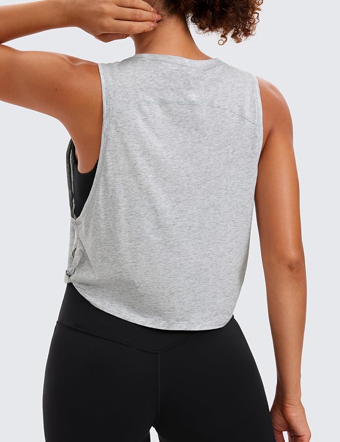 CRZ YOGA Pima Cotton Large Armhole Tank Tops for Women - Workout Sport Athletic Yoga Running Gym Loose Crop Sleeveless Shirts