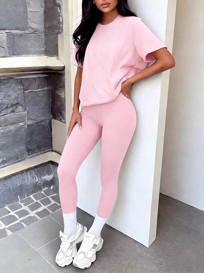 ZFLM casual sportswear 3-piece set high waist tight pants yoga pants short sleeved round neck yoga set
