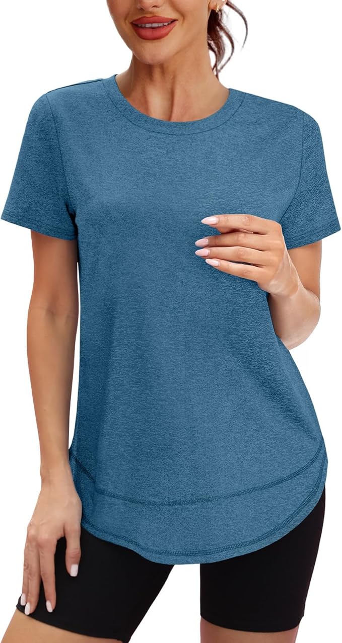 XIEERDUO Womens Workout Tops Short Sleeve Shirts Quick Dry Outfits for Hiking Running S-3XL