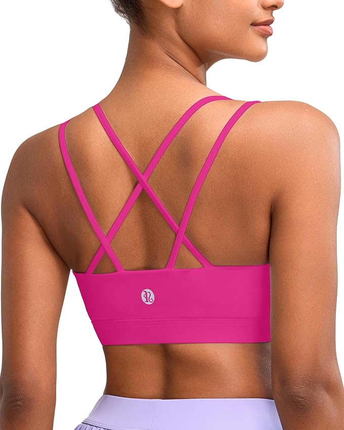 RUNNING GIRL High Impact Sports Bras for Women - Scoop Neck Strappy Sports Bra High Support Moulded Cup Workout Bra