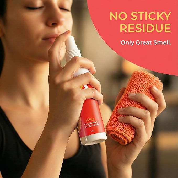 SwaytAway Travel Yoga Mat Cleaner Spray & Towel Kit, 4oz – Non Slip, No Rinse Plant-Based Citrus Essential Oil Mist for Gym, Pilates & Hot Yoga – Made in USA (1 Pack, Citrus)