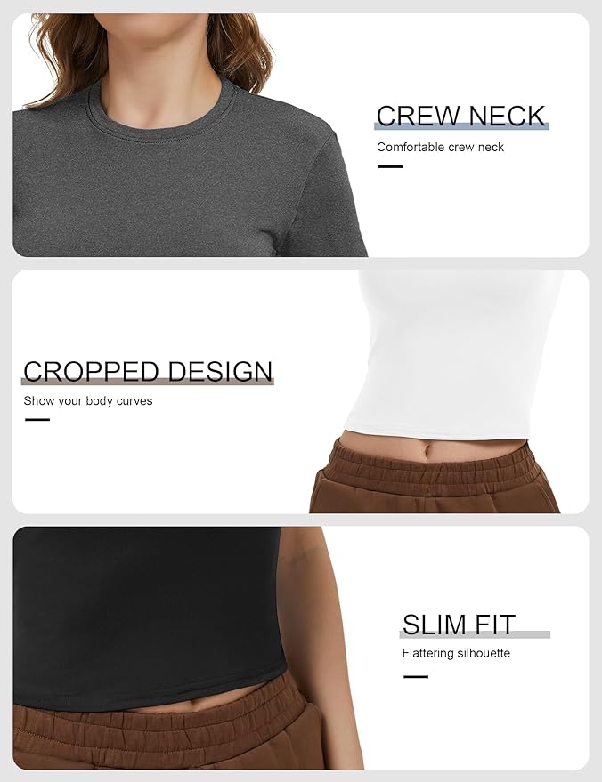 Dalavch 4 Pack Women's Workout Shirts Compression Short Sleeve Crew Neck Running Yoga Gym Athletic Fitted Crop T-Shirts Top