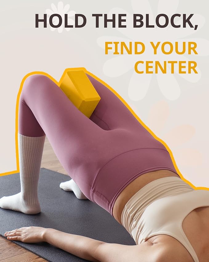 Trideer Yoga Blocks 2 Pack, Soft Non-Slip Foam Blocks with Beveled Edges for Alignment and Stretching in Yoga, Pilates, and Dance - Supportive, Lightweight, Odor Resistant, Latex-Free