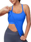MathCat Workout Tank Tops for Women with Built in Bra, Sleeveless Gym Tops Seamless Racerback Athletic Yoga Shirts