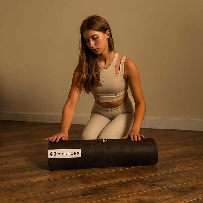Yoga Mat With Strap 5mm Non Slip Suede & TPE - Eco-Friendly Fitness & Exercise Mat for Home Gym, Pilates, Hot Yoga, and Meditation - Lightweight Durable 72 x 24 inch Workout Mat for Women, Men