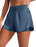 CRZ YOGA 2 in 1 Double Layer Running Shorts for Women 3" - High Waisted for Athletic Tennis Workout with Zip Pockets