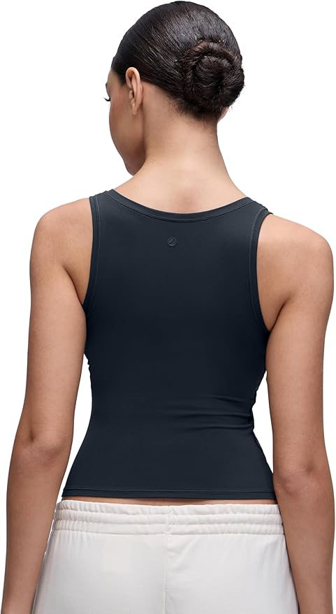 CRZ YOGA Softembrace Scoop Neck Tank Tops for Women - Casual Going Out Soft Double Lined Crop Basic Sleeveless Shirts