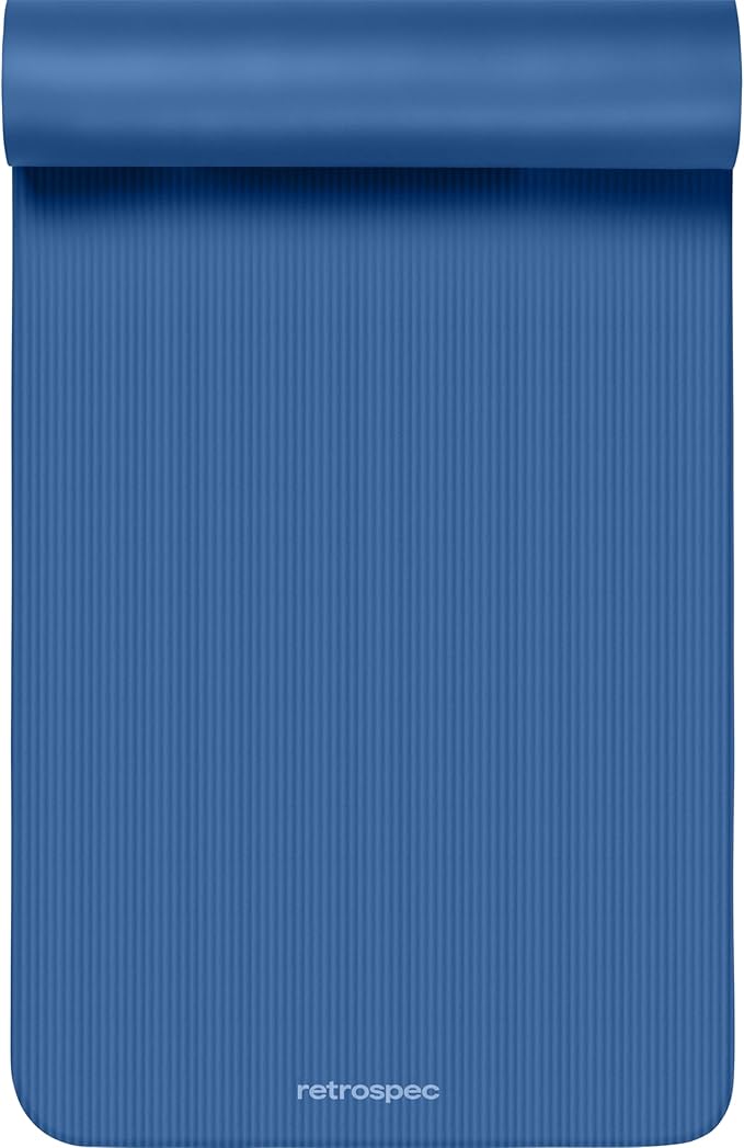 Retrospec Solana Yoga Mat Thick 1/2in Non-Slip Workout Mat with Nylon Strap - 72x24in Exercise Mat for Pilates, Stretching & Fitness - BPA Free, Easy Clean
