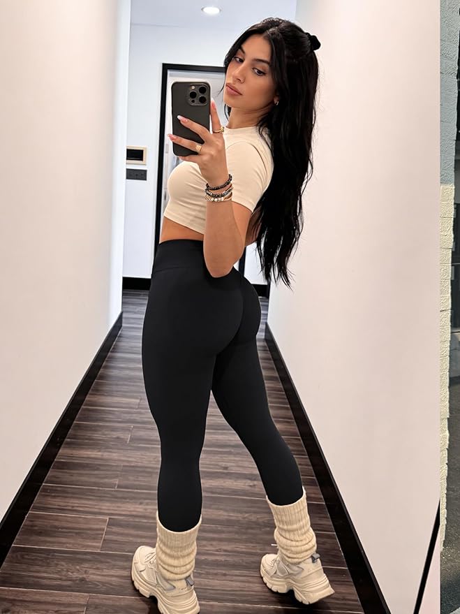 YEOREO Butt Lifting Leggings for Women Seamless Hidden Scrunch Workout Leggings 24" Baderiy Gym Yoga Booty Pants