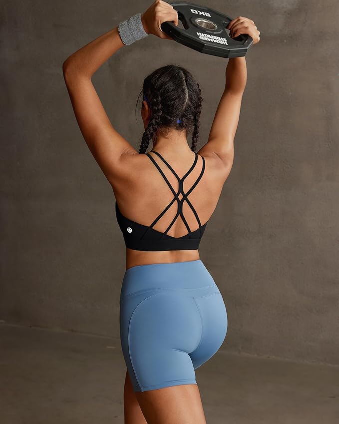 RUNNING GIRL Sports Bras for Women,Strappy Crisscross Back Padded Low Impact Running Sports Bra with Removable Cups