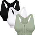 Women's Zip Front Sports Bra Wireless Post-Surgery Bra Active Yoga Sports Bras