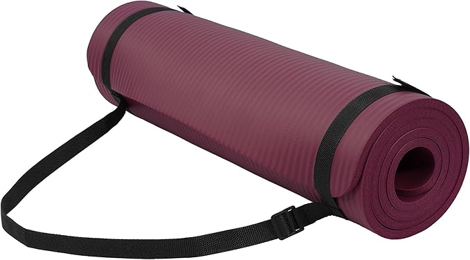 Fitvids Yoga Mat, 1/2-Inch Extra Thick High Density Exercise Mat, Anti-Tear Exercise Yoga Mat with Carrying Strap, Suitable for Various Yoga Exercises