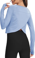 Bestisun Long Sleeve Athletic Workout Shirts Sports Yoga Gym Crop Tops for Women