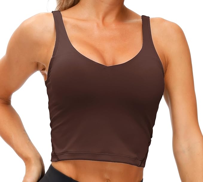 THE GYM PEOPLE Womens' Sports Bra Longline Wirefree Padded with Medium Support