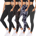 NexiEpoch 4 Pack Leggings for Women - High Waisted Tummy Control Soft Black Capri Yoga Pants with Pockets for Workout