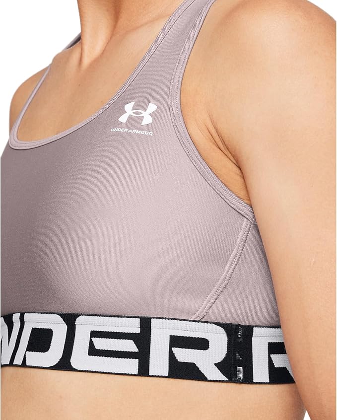 Under Armour Womens HeatGear Authentics Mid Impact Branded Sports Bra