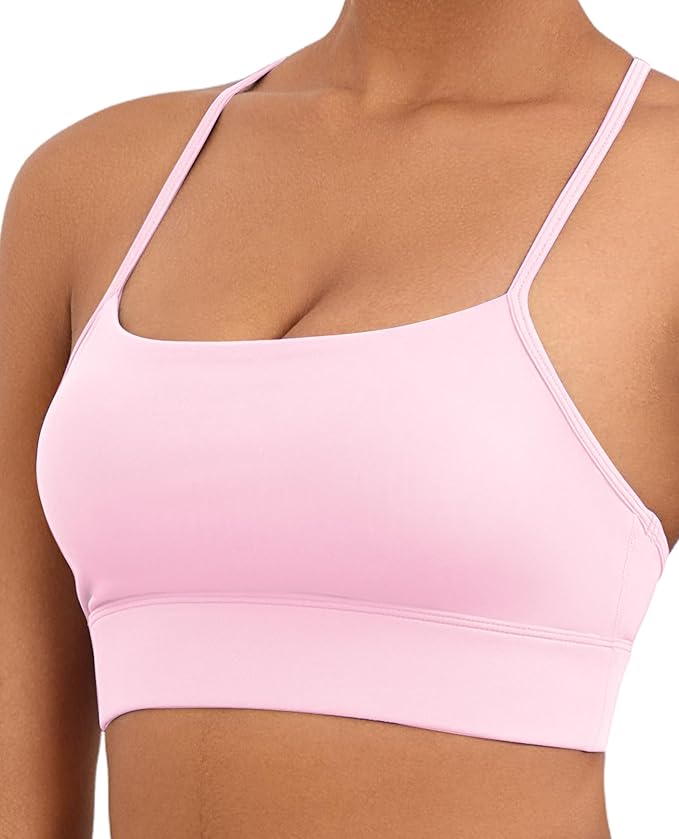 Womens Y-Back Sports Bra, Weightless Padded Yoga Bra, Spaghetti Strap Low Impact Gym Top for Workout & Daily Wear