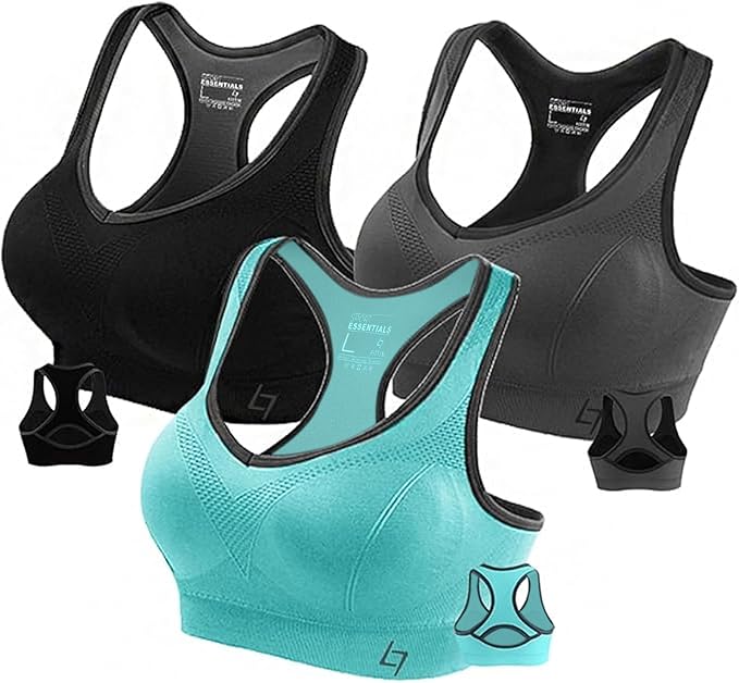 FITTIN Racerback Sports Bras for Women - Padded Comfortable Seamless Support for Yoga Workout Gym - for Plus Size Large Bust