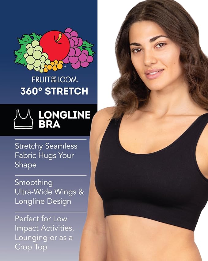 Fruit of the Loom Women's 3-Pack Seamless Full-Coverage Back Smoothing Wireless Bra
