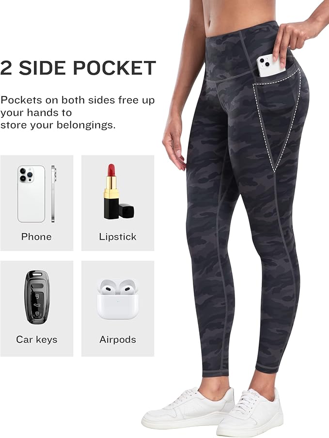 LZYVOO Leggings with Pockets for Women, 6 Packs Soft High Waisted Tummy Control Workout Yoga Pants
