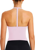 ABOCIW Womens Cross Back Workout Crop Tank with Built in Bra V Neck Longline Sports Bra Gym Shirt Yoga Pilates Top