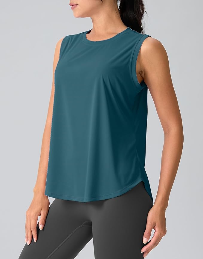 SANTINY Women's Sleeveless Workout Tops Breathable Lightweight Active Tennis Yoga Shirts Athletic Running Tank Tops for Women